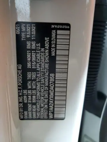 2021 PORSCHE CAYENNE   