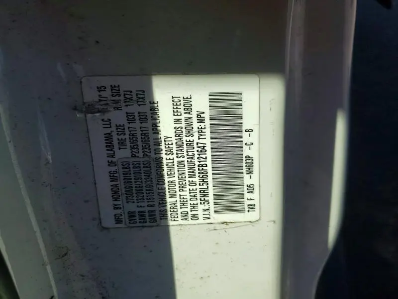 2015 HONDA ODYSSEY EXL  