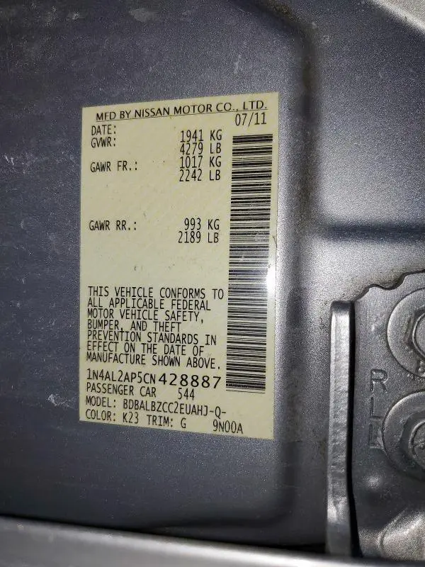 2012 NISSAN ALTIMA 2.5  
