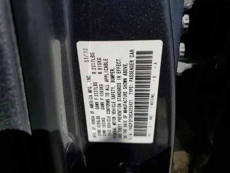 2012 HONDA ACCORD LX  