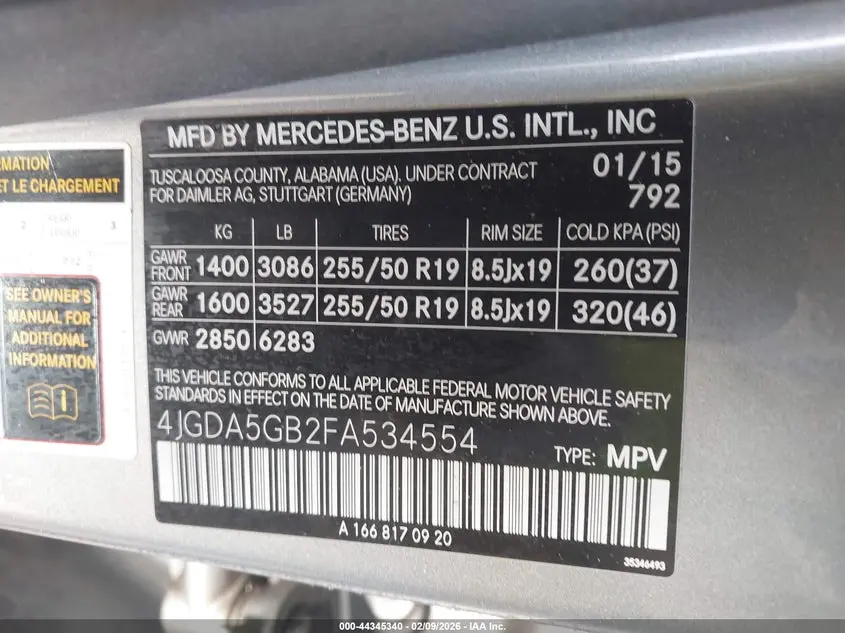 2015 MERCEDES-BENZ ML 400 4MATIC