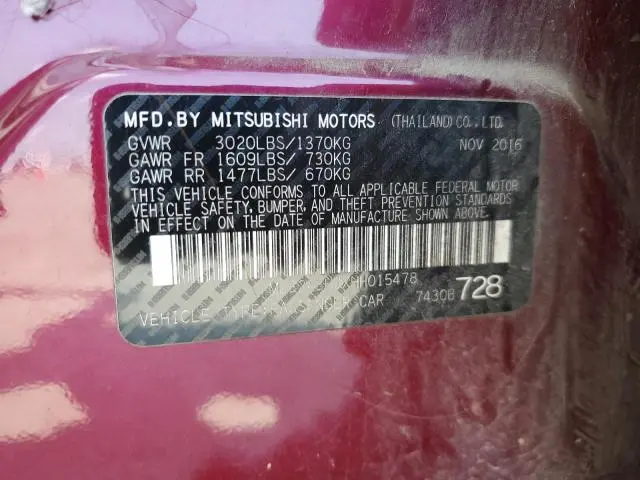 2017 MITSUBISHI MIRAGE ES  
