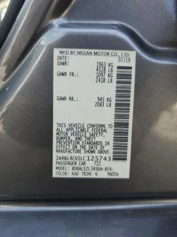 2020 NISSAN ALTIMA SR  