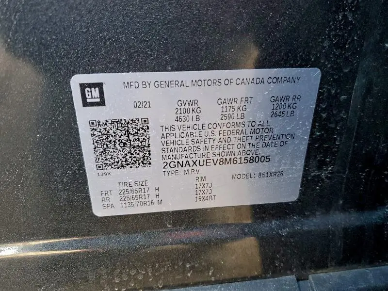 2021 CHEVROLET EQUINOX LT  