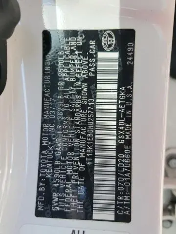 2017 TOYOTA AVALON XLE  