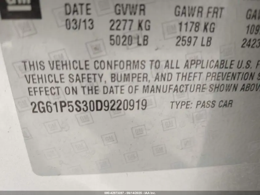 2013 CADILLAC XTS LUXURY