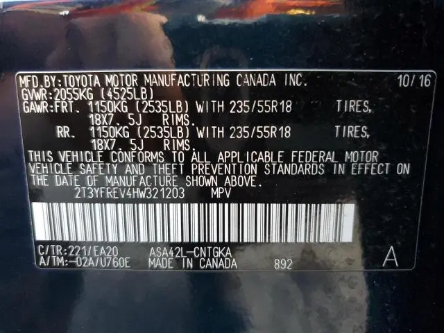 2017 TOYOTA RAV4 LIMITED  