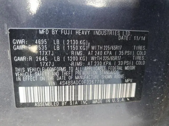2015 SUBARU OUTBACK 2.5I PREMIUM  