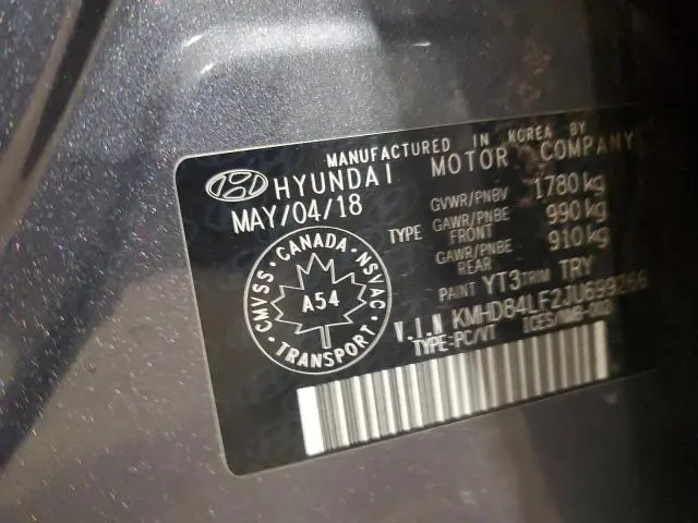 2018 HYUNDAI ELANTRA SEL  