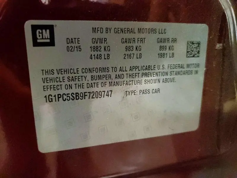 2015 CHEVROLET CRUZE LT  
