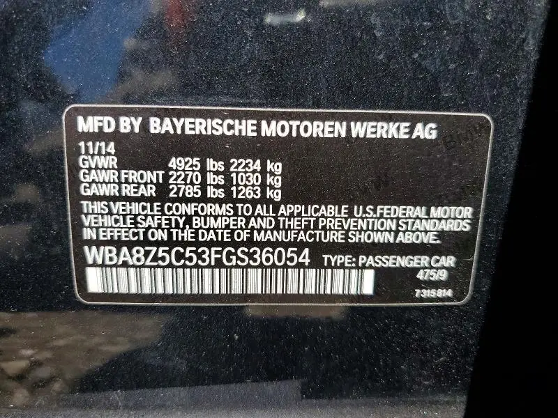 2015 BMW 328 XIGT SULEV  
