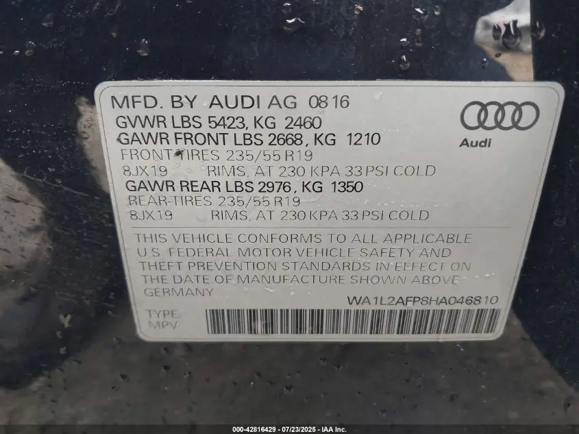 2017 AUDI Q5 2.0T PREMIUM
