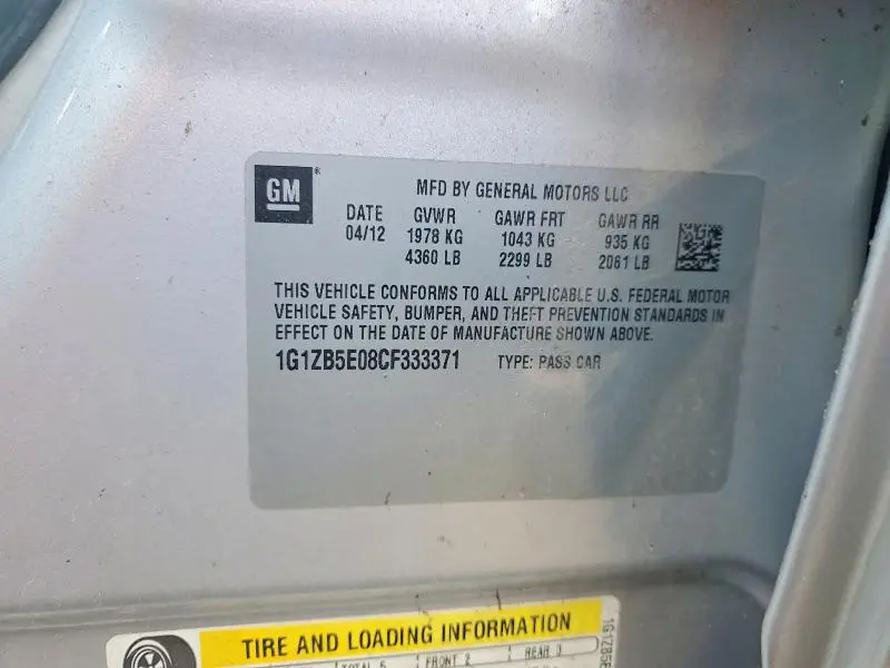 2012 CHEVROLET MALIBU LS  