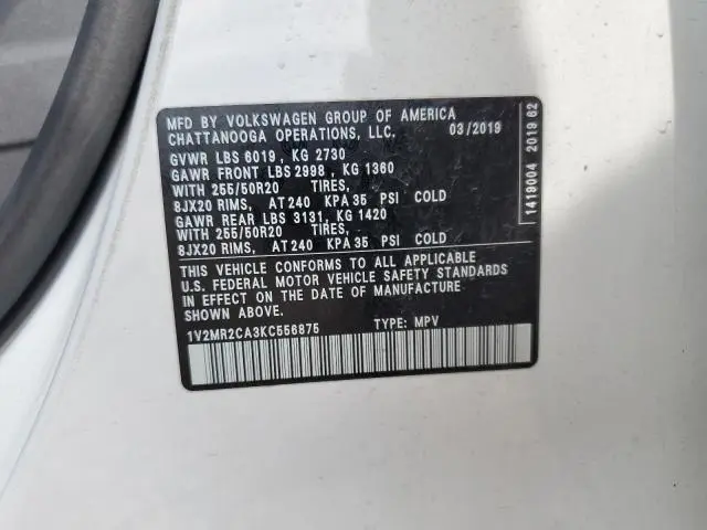 2019 VOLKSWAGEN ATLAS SEL  