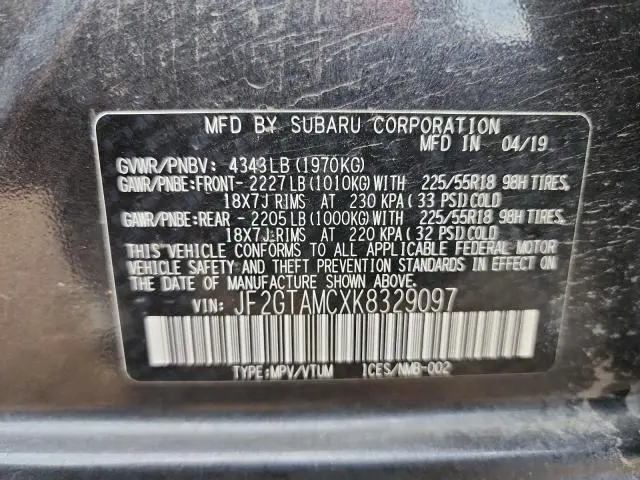 2019 SUBARU CROSSTREK LIMITED  