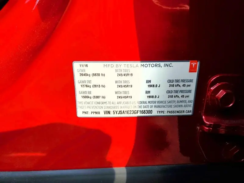 2016 TESLA MODEL S   