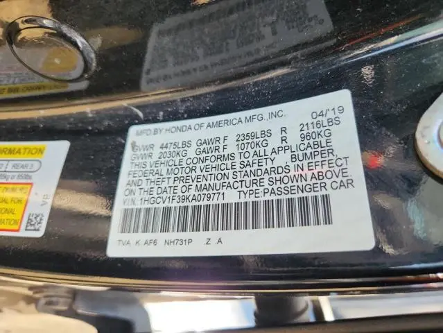 2019 HONDA ACCORD SPORT  