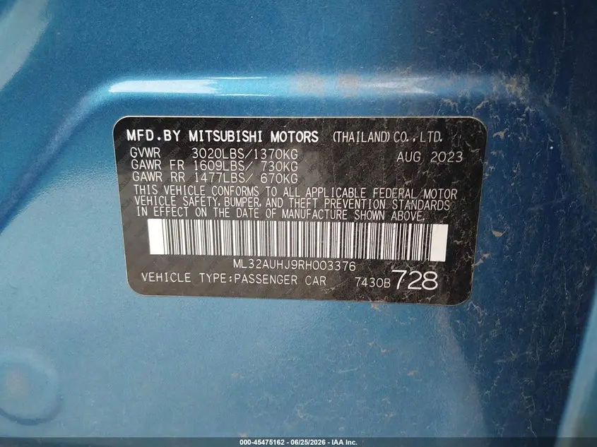 2024 MITSUBISHI MIRAGE ES
