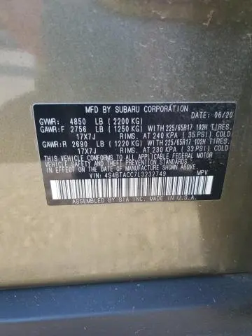 2020 SUBARU OUTBACK PREMIUM  