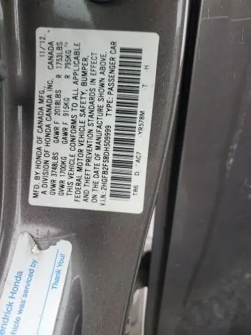 2013 HONDA CIVIC LX  