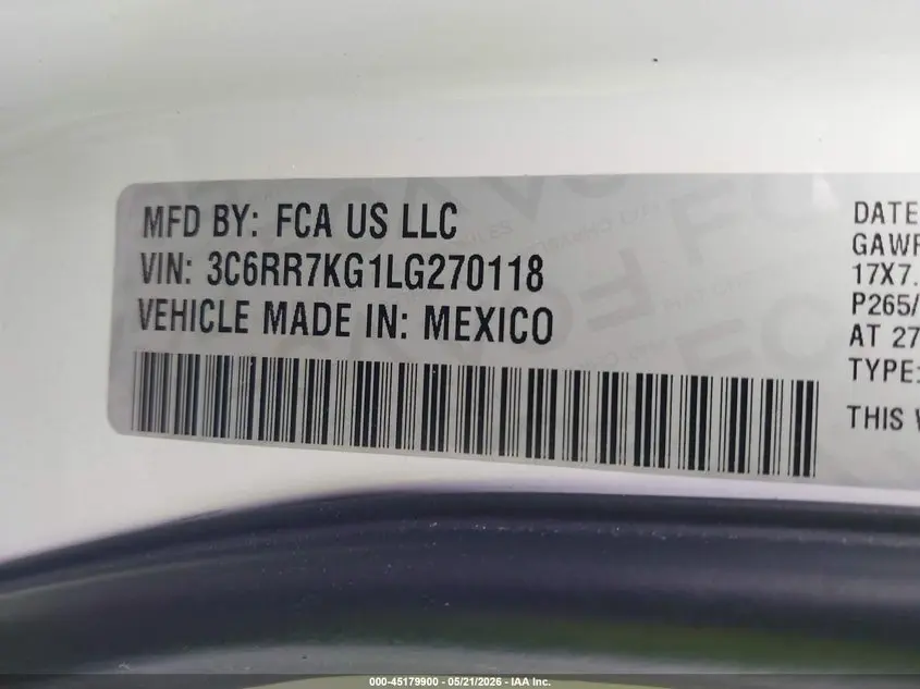 2020 RAM 1500 CLASSIC TRADESMAN  4X4 5'7 BOX