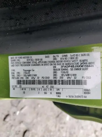 2019 FORD FIESTA SE  