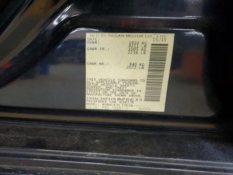 2015 NISSAN ALTIMA 2.5 S  