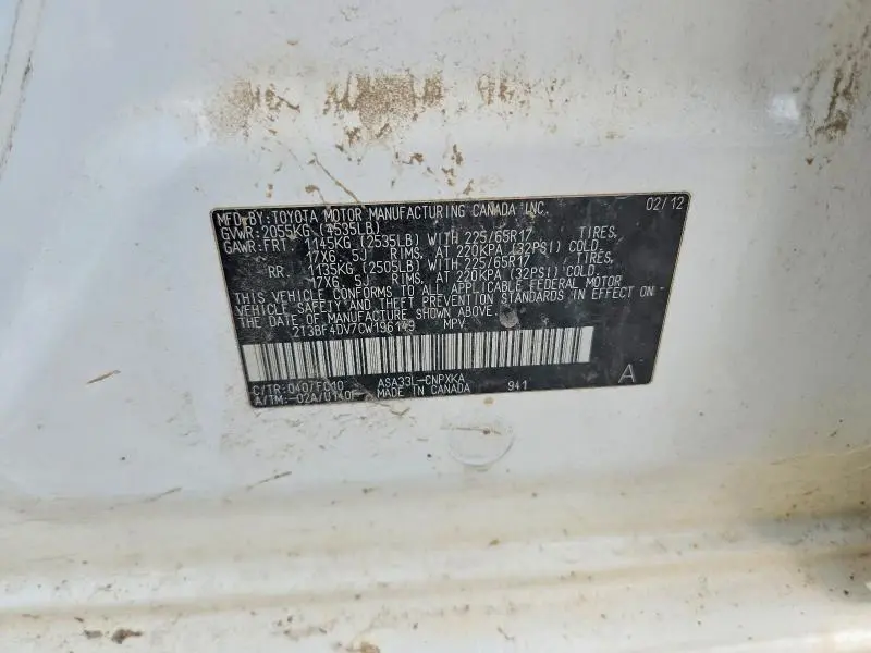 2012 TOYOTA RAV4 BASE  
