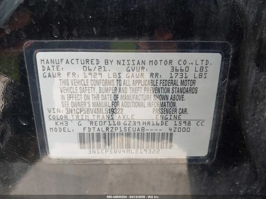 2021 NISSAN KICKS S XTRONIC CVT