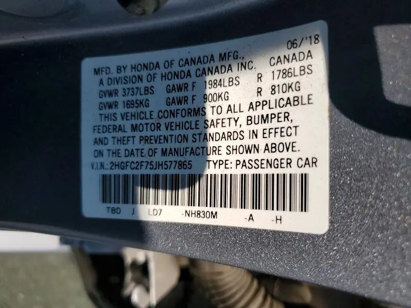 2018 HONDA CIVIC EX  