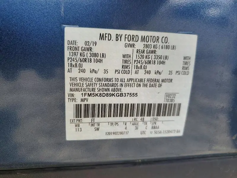 2019 FORD EXPLORER XLT  