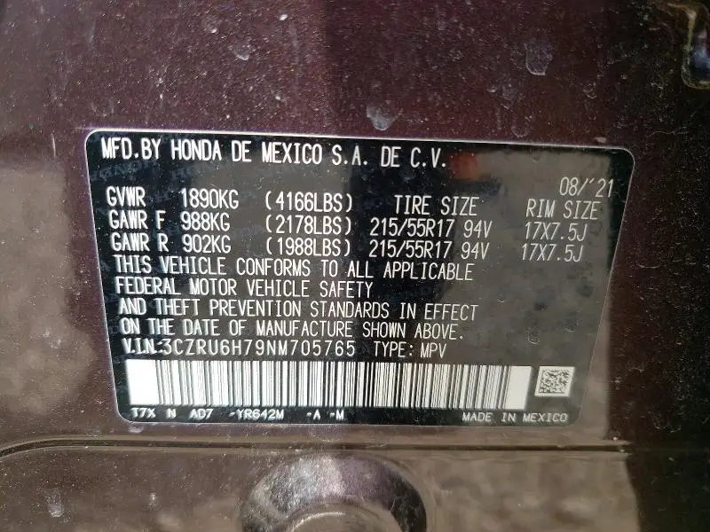 2022 HONDA HR-V EXL  