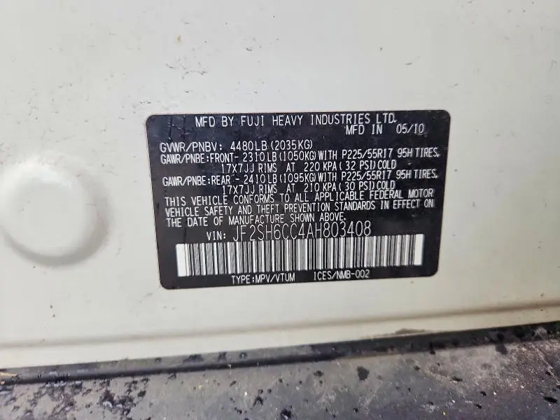 2010 SUBARU FORESTER 2.5X PREMIUM  