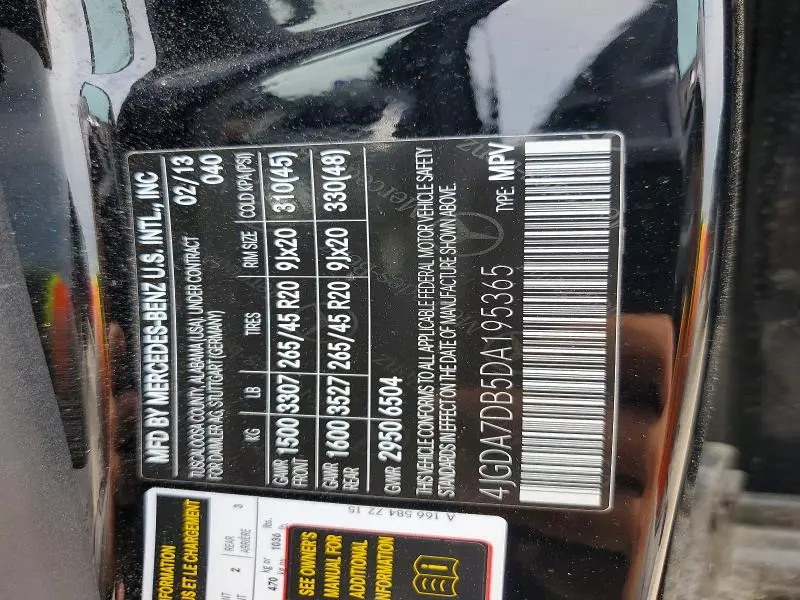 2013 MERCEDES-BENZ ML 550 4MATIC  