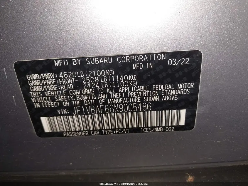 2022 SUBARU WRX PREMIUM