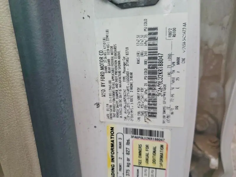 2019 FORD FUSION SE  