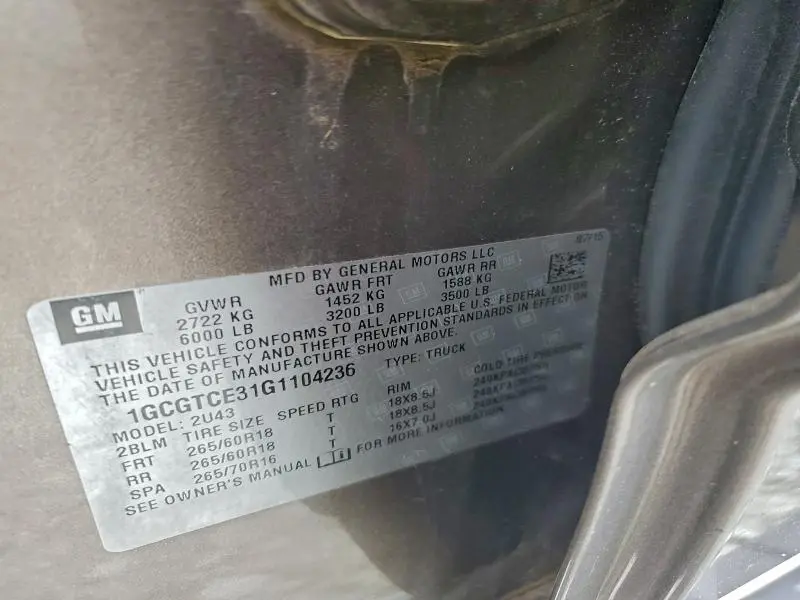 2016 CHEVROLET COLORADO LT  