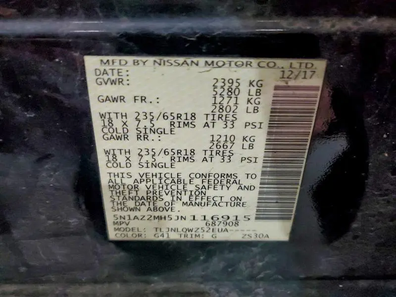 2018 NISSAN MURANO S  