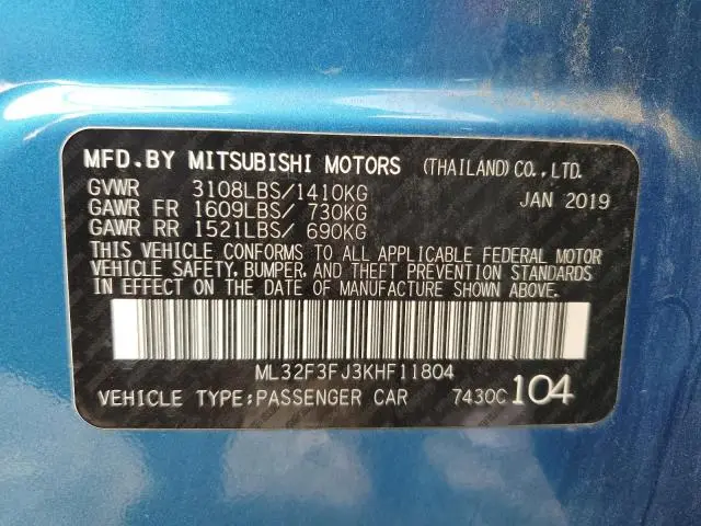 2019 MITSUBISHI MIRAGE G4 ES