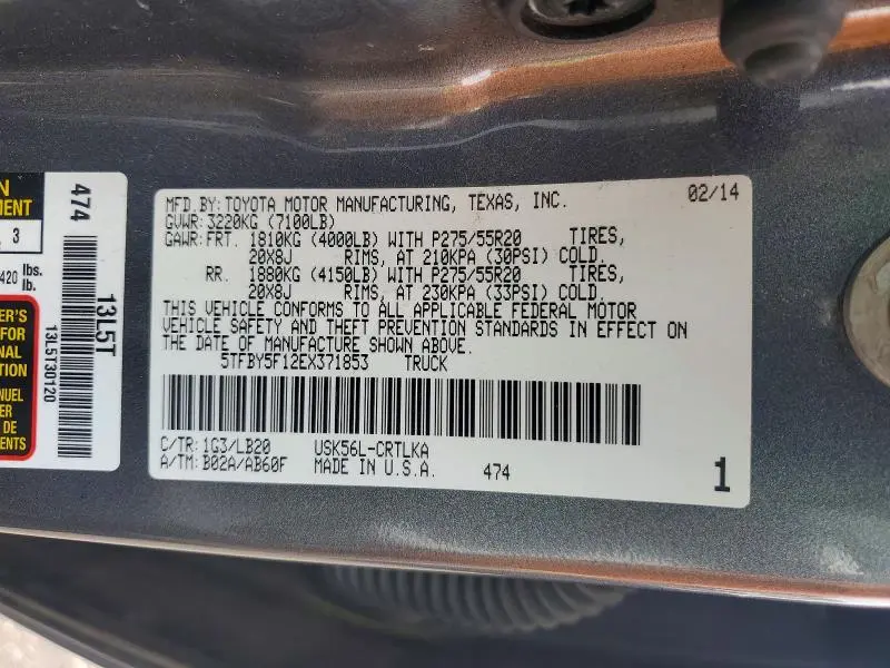 2014 TOYOTA TUNDRA DOUBLE CAB LIMITED  
