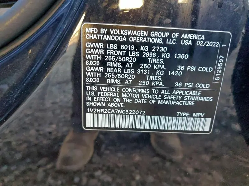 2022 VOLKSWAGEN ATLAS SE  