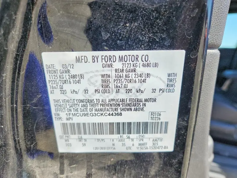2012 FORD ESCAPE LIMITED  
