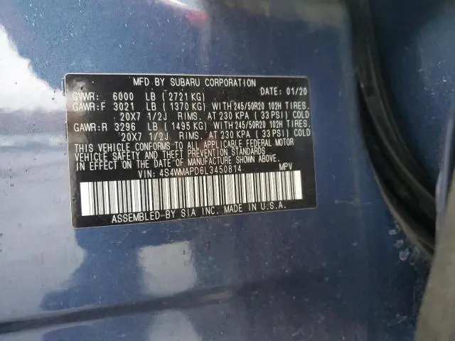 2020 SUBARU ASCENT LIMITED  