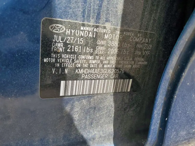 2016 HYUNDAI ELANTRA LIMITED  