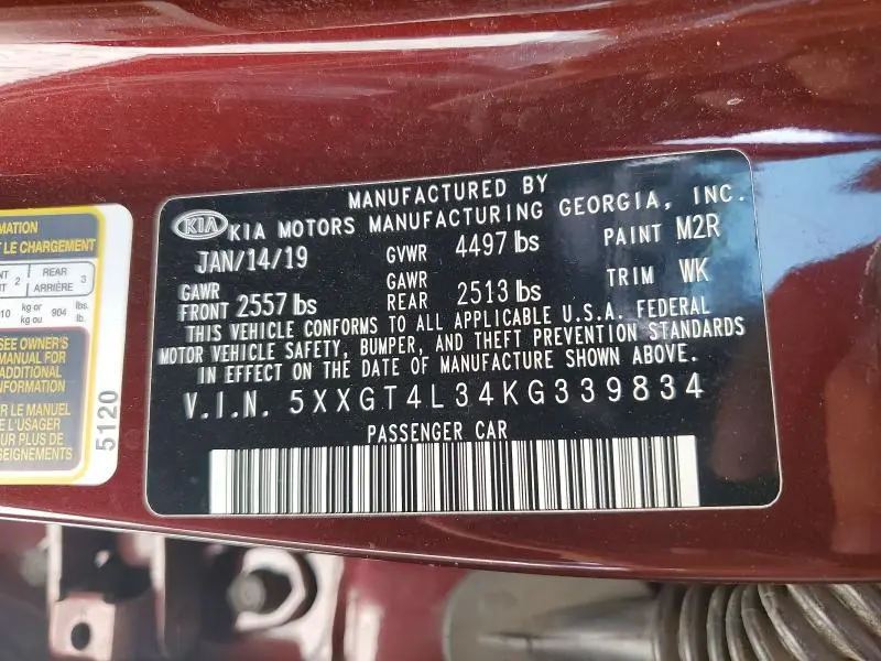 2019 KIA OPTIMA LX  