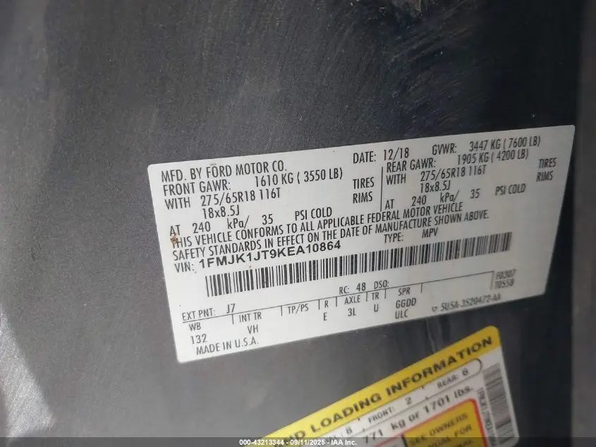 2019 FORD EXPEDITION MAX XLT