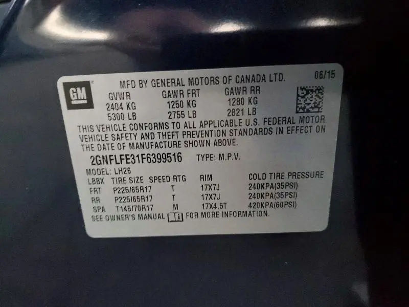 2015 CHEVROLET EQUINOX LT  