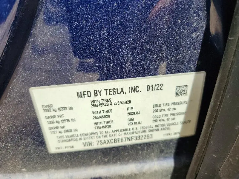 2022 TESLA MODEL X   