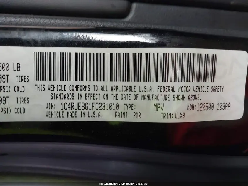 2015 JEEP GRAND CHEROKEE LIMITED