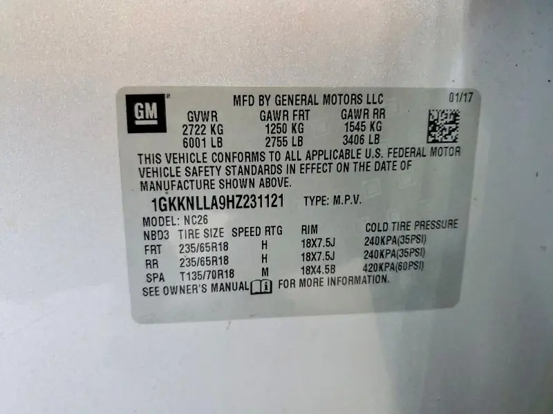 2017 GMC ACADIA SLE  